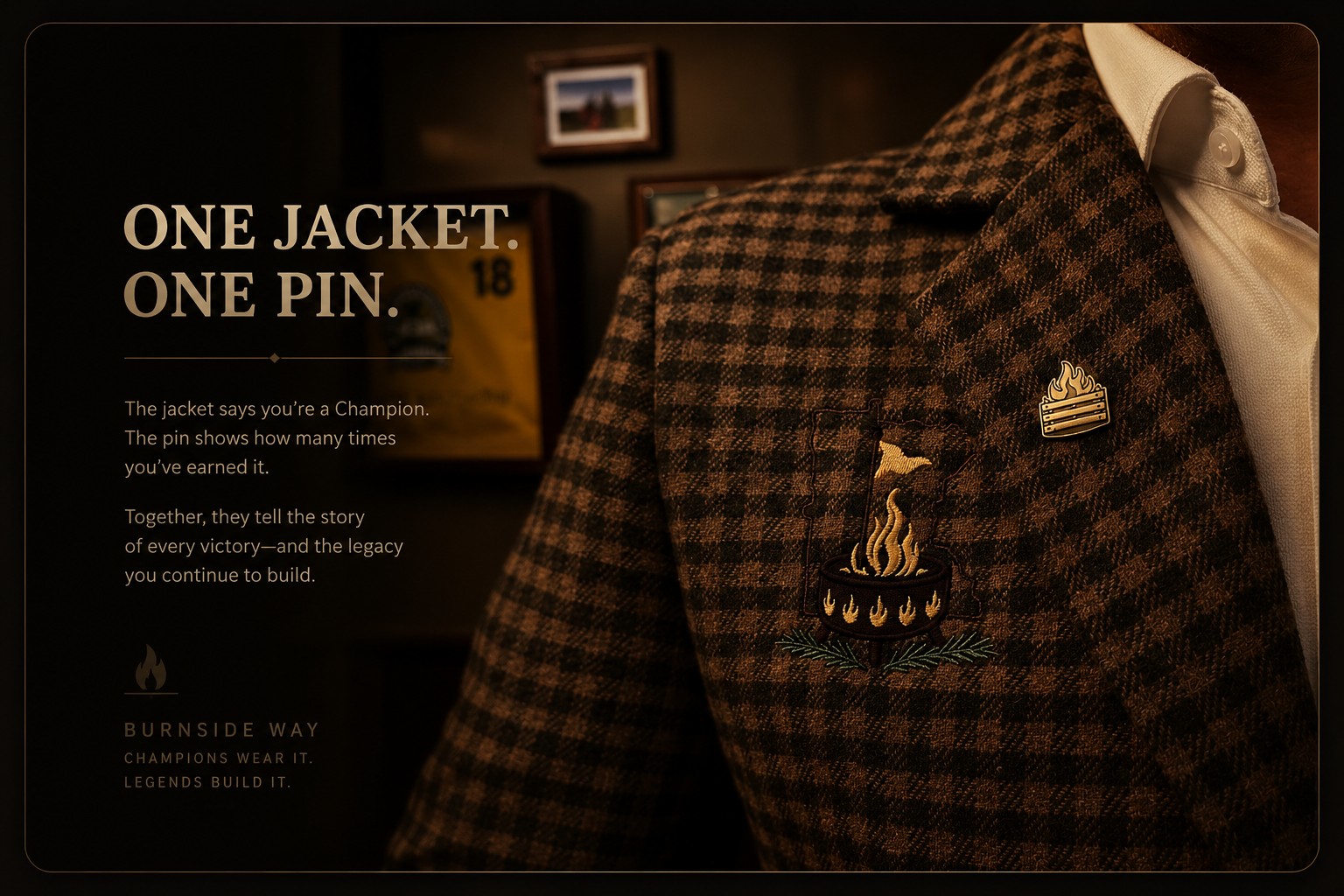 Champions Jacket with Legacy Pin in the Hammer and Nail